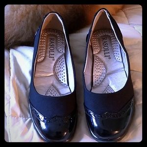 Rasolli Black Neoprene & Patent Leather Shoes NWOT